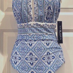 La Blanca NWT Mediterranean Breeze High Neck Keyhole One Piece